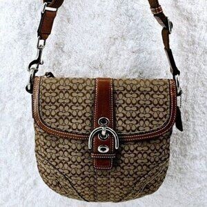 COACH 44718 Soho Mini Signature C Swingpack Khaki Jacquard Doe Leather XBdy